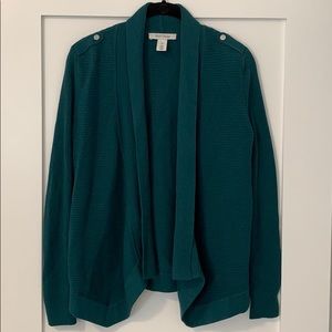Deep teal cardigan, perfect for the office